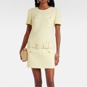 Self-Portrait Light Yellow Textured Dress